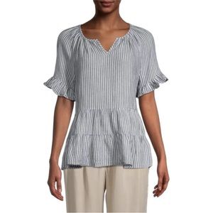 Beachlunchlounge Akia Striped Ruffle Top size medium